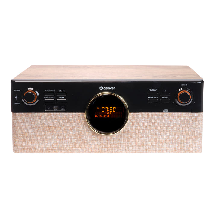 Denver Retro Platenspeler - Radio - CD - Cassette - Bluetooth - Auto stop - MRD180