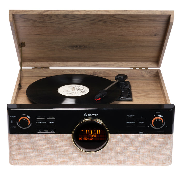 Denver Retro Platenspeler - Radio - CD - Cassette - Bluetooth - Auto stop - MRD180
