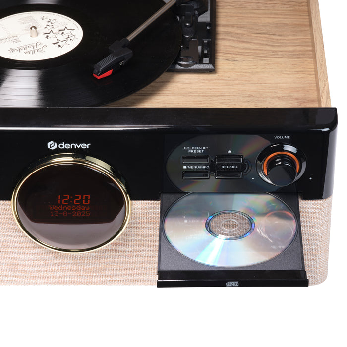 Denver Retro Platenspeler - Radio - CD - Cassette - Bluetooth - Auto stop - MRD180