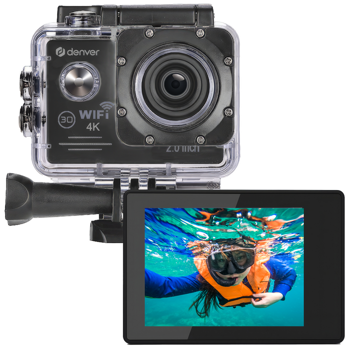 Denver Action Camera 4K - 20MP - Foto & Video - WiFi - App - 40M Waterdicht - Incl. Accessoires - ACK8064