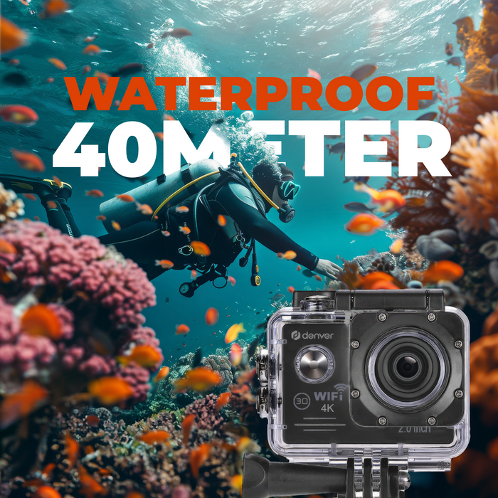 Denver Action Camera 4K - 20MP - Foto & Video - WiFi - App - 40M Waterdicht - Incl. Accessoires - ACK8064
