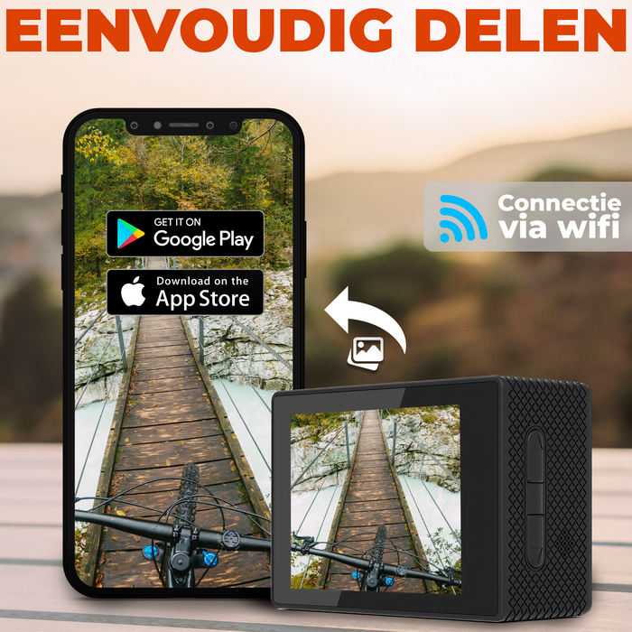 Denver Action Camera 4K - 20MP - Foto & Video - WiFi - App - 40M Waterdicht - Incl. Accessoires - ACK8064