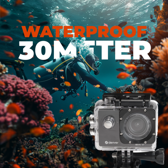 Denver Action Camera Full HD - 12MP - Foto & Video - WiFi - App - 30M Waterdicht - Incl. Accessoires - ACW5054