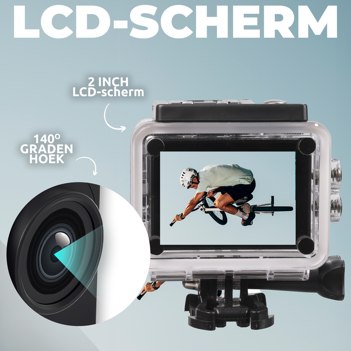 Denver Action Camera Full HD - 12MP - Foto & Video - WiFi - App - 30M Waterdicht - Incl. Accessoires - ACW5054