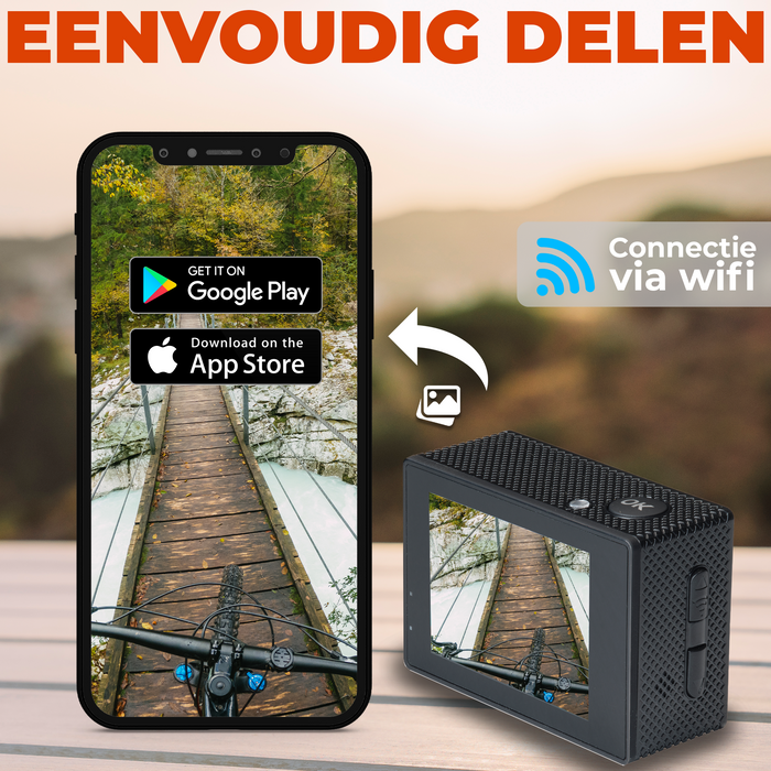 Denver Action Camera Full HD - 12MP - Foto & Video - WiFi - App - 30M Waterdicht - Incl. Accessoires - ACW5054