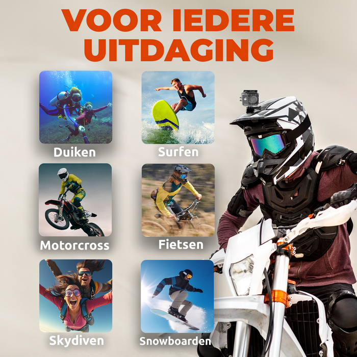 Denver Action Camera Full HD - 12MP - Foto & Video - WiFi - App - 30M Waterdicht - Incl. Accessoires - ACW5054