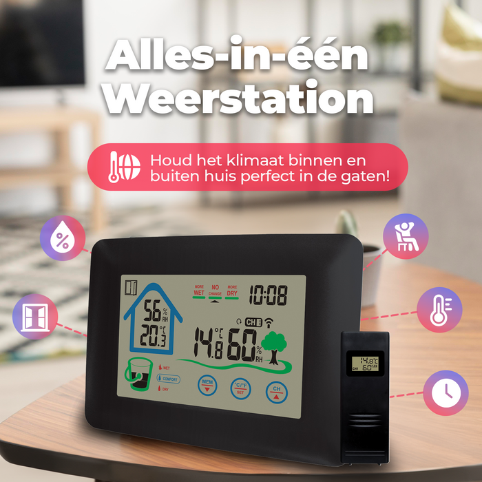 Denver Weerstation - Binnens -en Buitenshuis - Meet temperatuur - luchtvochtigheid - WS520