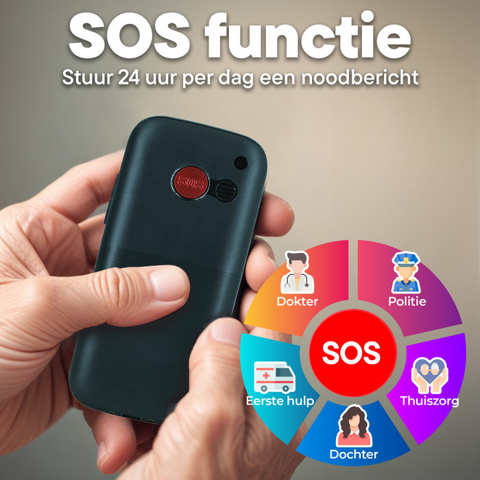 Denver Senioren Mobiele Telefoon 4G - Grote Toetsen - SOS knop - Oplaadstation - GSM - Simlockvrij - Bluetooth - BAS18600L