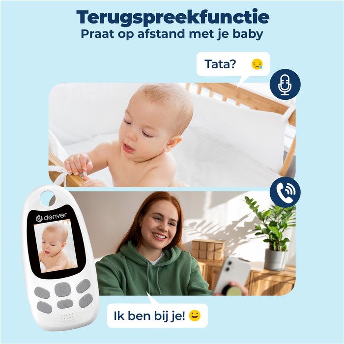 Denver Babyfoon met Camera - Video & Audio - Nachtvisie - Temperatuurweergave - Baby Monitor / Camera - BC250