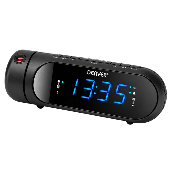Denver Wekkerradio met Projectie - Opladen via USB - Digitale Wekker - FM Radio - Dubbel Alarm - CPR700 - Denvershop