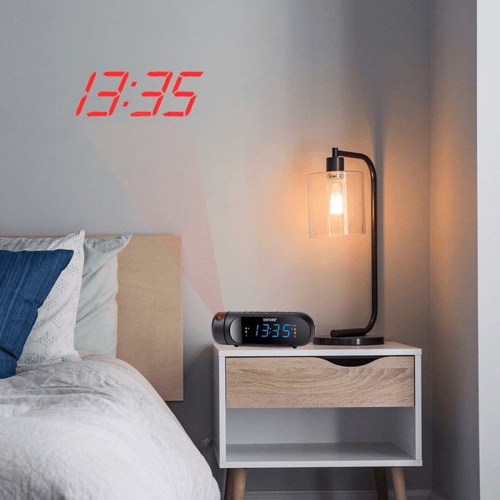 Denver Wekkerradio met Projectie - Opladen via USB - Digitale Wekker - FM Radio - Dubbel Alarm - CPR700