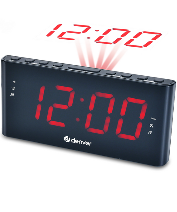 Denver Wekkerradio met Projectie - Digitale Wekker - FM Radio - Dubbel Alarm - CPR710 - Zwart