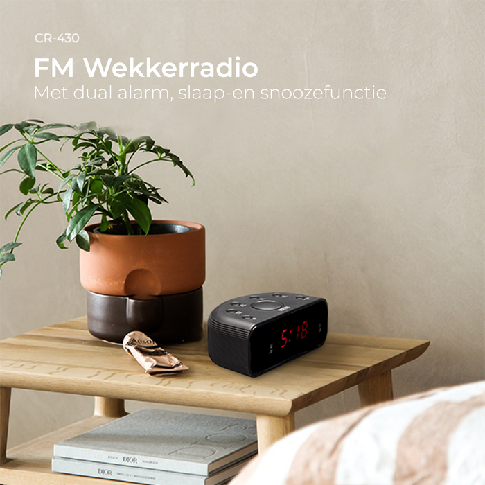 Denver Wekkerradio - Snooze / Slaap Functie - Digitale Wekker - FM Radio - Dual Alarm - CR430