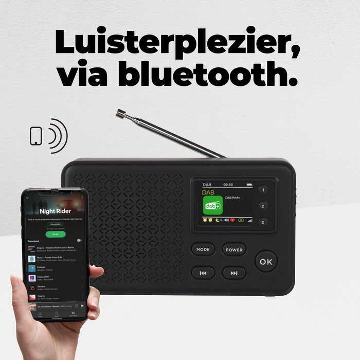 Denver DAB Radio - Bluetooth - DAB+/ FM Radio - 40 voorkeuzezenders - Wekkerradio - DAB57
