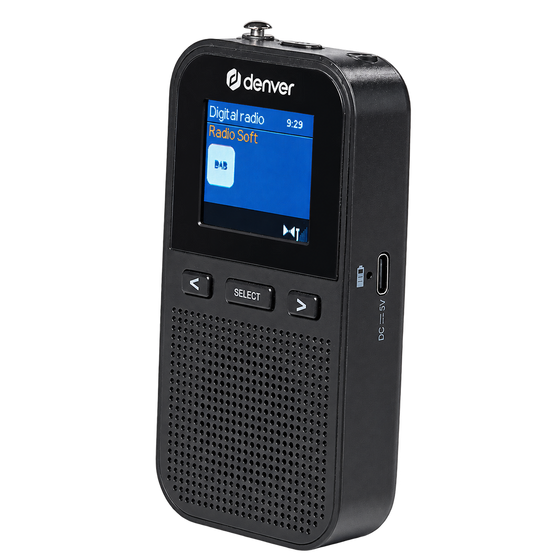 Denver DAB+ radio draagbaar · accu, 60 zenders en reiswekker