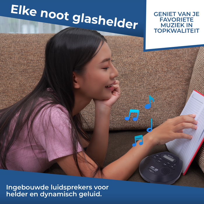 Denver Discman - Draagbare CD & MP3 speler - Anti shock - Ingebouwde speakers - Inclusief Oordopjes - CD, CD-R, CD-RW, MP3 - DMP395