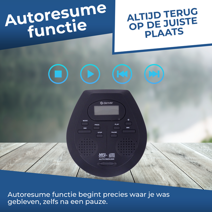 Denver Discman - Draagbare CD & MP3 speler - Anti shock - Ingebouwde speakers - Inclusief Oordopjes - CD, CD-R, CD-RW, MP3 - DMP395