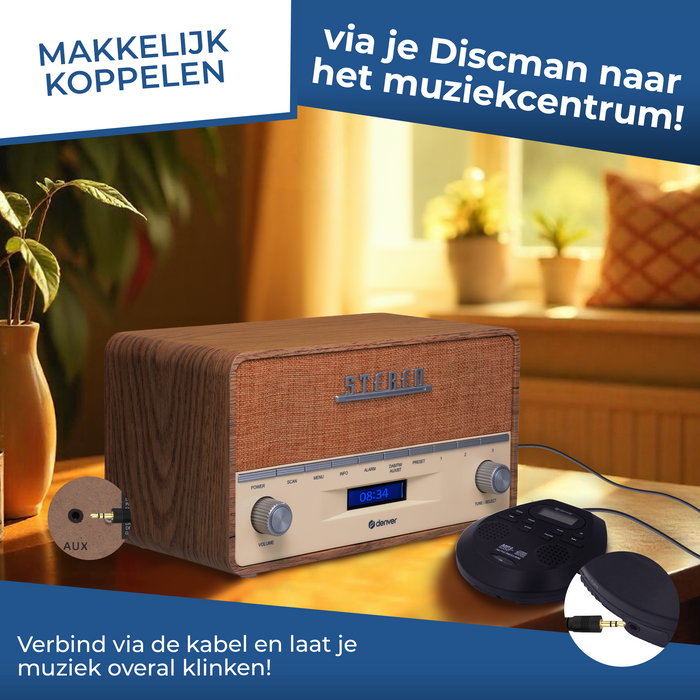 Denver Discman - Draagbare CD & MP3 speler - Anti shock - Ingebouwde speakers - Inclusief Oordopjes - CD, CD-R, CD-RW, MP3 - DMP395