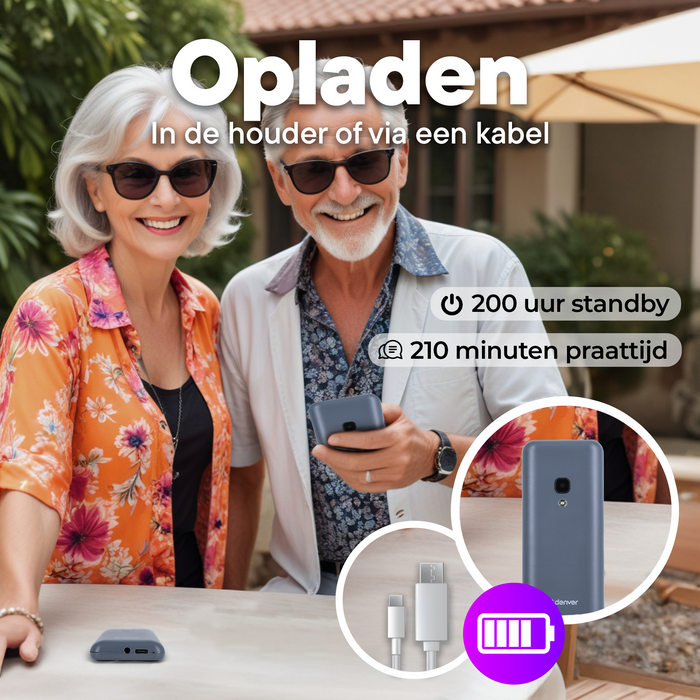 Denver Senioren Mobiele Telefoon 4G - Grote Toetsen - GSM - Simlockvrij - Bluetooth - FAS1860L