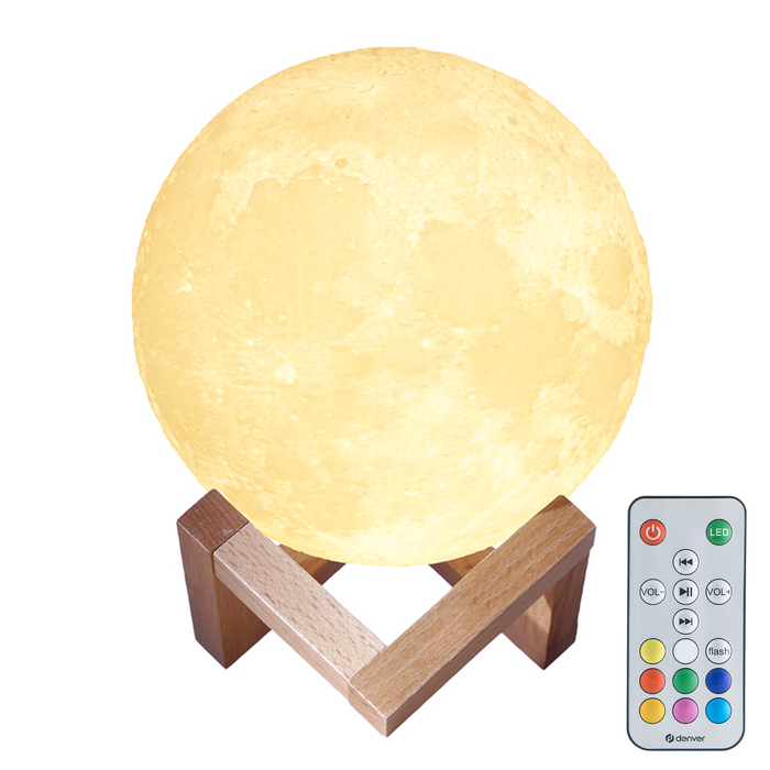 Denver Maanlamp 3D - Bluetooth Speaker Draadloos - Tafellamp Slaapkamer - Muzieksyncronisatie - Incl. Afstandsbediening - Maan lamp - LBS150