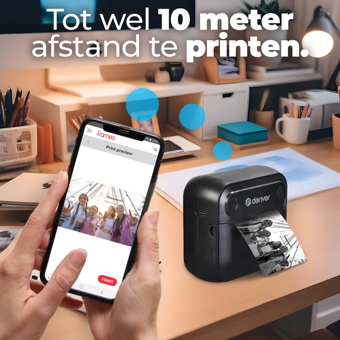 Denver Mini Pocket Printer - Sticker Printer - Thermisch Papier - Bluetooth - Mobiele Fotoprinter - MBP32