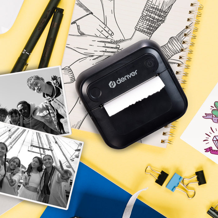 Denver Mini Pocket Printer - Sticker Printer - Thermisch Papier - Bluetooth - Mobiele Fotoprinter - MBP32