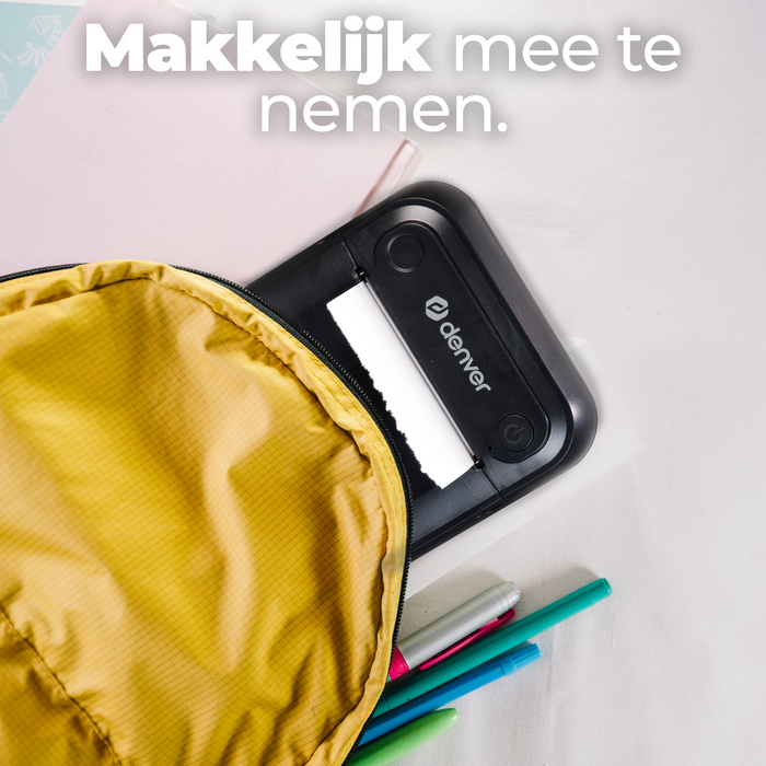 Denver Mini Pocket Printer - Sticker Printer - Thermisch Papier - Bluetooth - Mobiele Fotoprinter - MBP32