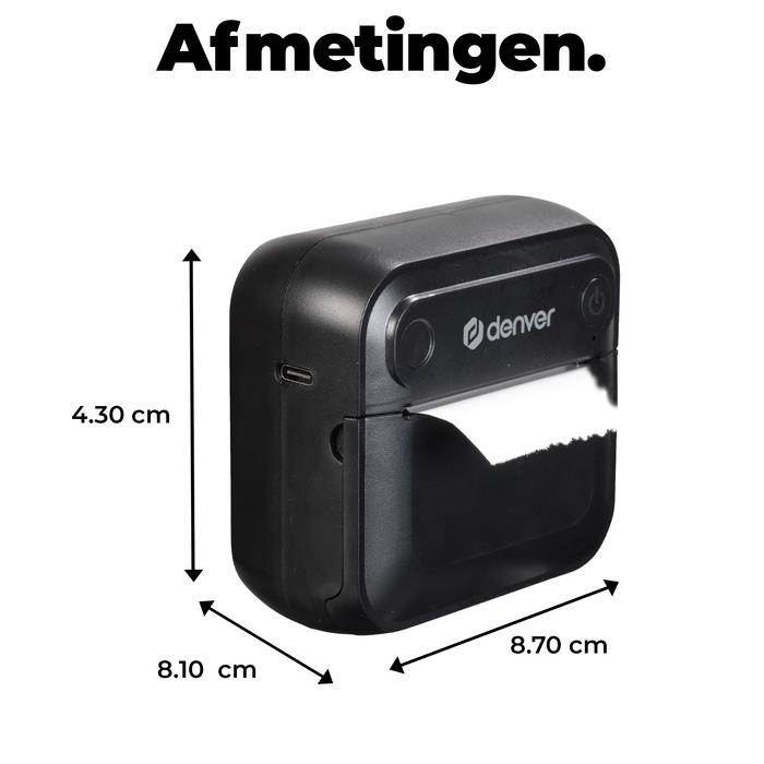 Denver Mini Pocket Printer - Sticker Printer - Thermisch Papier - Bluetooth - Mobiele Fotoprinter - MBP32