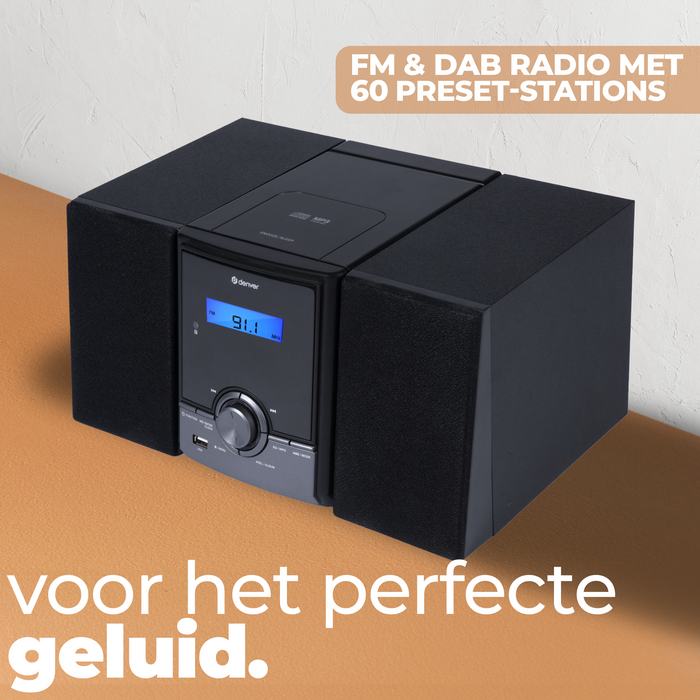 Denver DAB Radio CD Speler - Bluetooth - 60 voorkeuzezenders - DAB /FM / AUX - MDA285