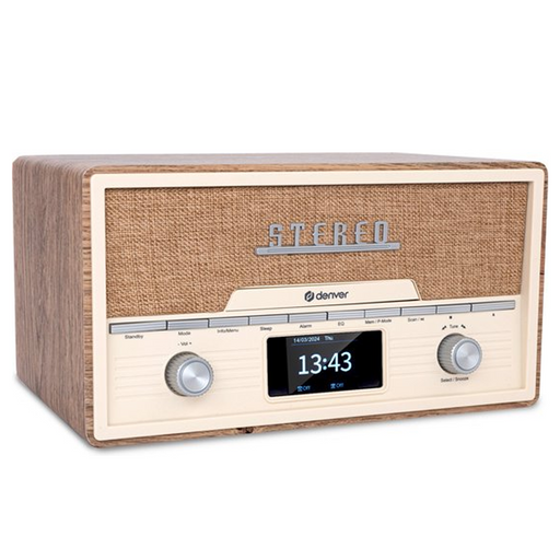 Denver DAB Radio CD Speler - Retro Radio - Bluetooth - 20 voorkeuzezenders - DAB /FM / AUX - MDA525