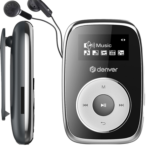 Denver MP3 Speler Incl. Oordopjes - uitbreidbaar tot 32GB - Shuffle modus - Kinderen & Volwassenen - Bevestigingsclip - AUX - MicroSD - MPS316