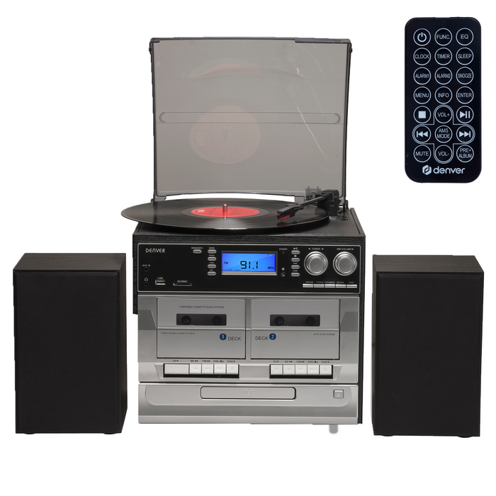 Denver Retro Platenspeler - DAB Radio - CD Speler - Dubbele Cassette - MRD166