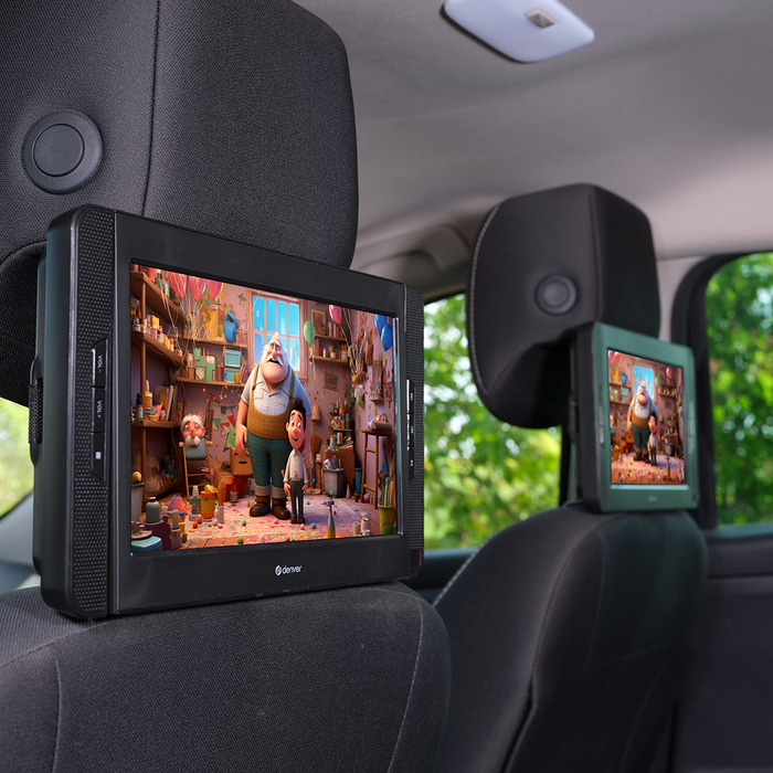 Denver Draagbare DVD Speler Auto - 10 inch - 2 schermen - Incl. Bevestigingsriemen - USB - MTW1098