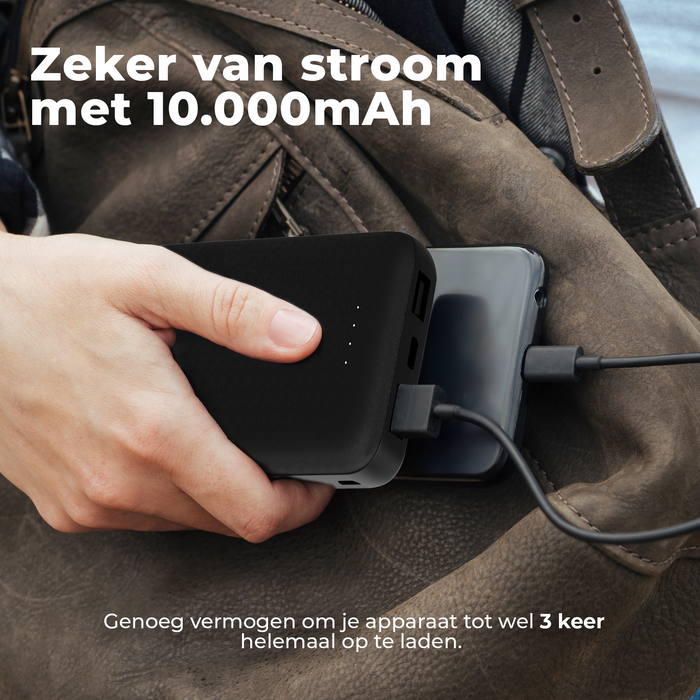 Denver Powerbank 10000 mAh - Met batterij indicator - USB - Micro USB - Universele Powerbank voor o.a. Apple iPhone / Samsung - Zwart - PBS10010B