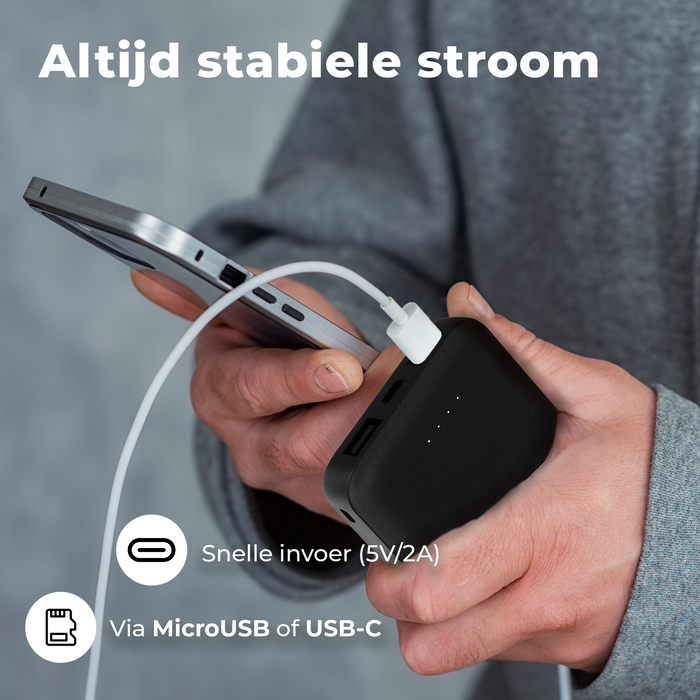 Denver Powerbank 10000 mAh - Met batterij indicator - USB - Micro USB - Universele Powerbank voor o.a. Apple iPhone / Samsung - Zwart - PBS10010B