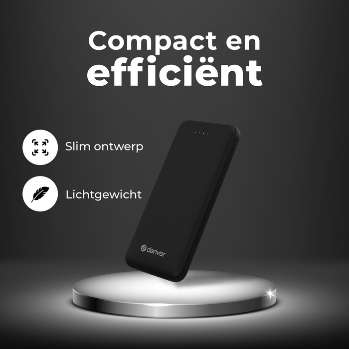 Denver Powerbank 10000 mAh - Met batterij indicator - USB - Micro USB - Universele Powerbank voor o.a. Apple iPhone / Samsung - Zwart - PBS10010B
