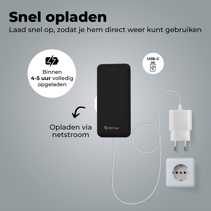 Denver Powerbank 10000 mAh - Met batterij indicator - USB - Micro USB - Universele Powerbank voor o.a. Apple iPhone / Samsung - Zwart - PBS10010B