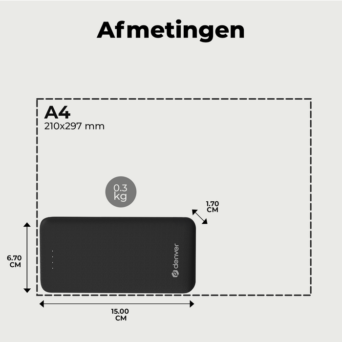 Denver Powerbank 10000 mAh - Met batterij indicator - USB - Micro USB - Universele Powerbank voor o.a. Apple iPhone / Samsung - Zwart - PBS10010B