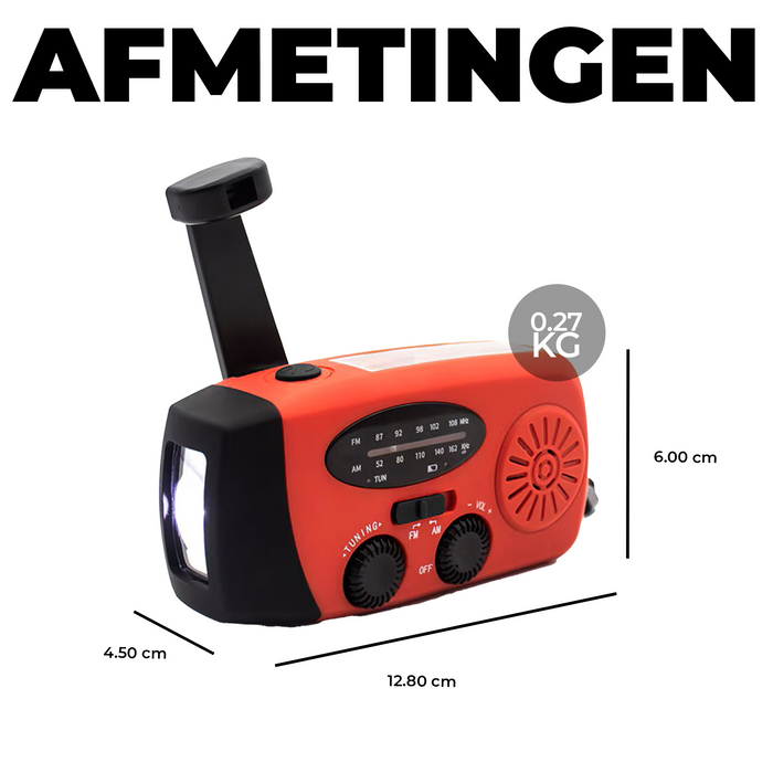 Denver Noodradio - Powerbank Zonneenergie - FM Radio - Noodpakket - Zaklamp - Opwindbaar - SOS Knop - Solar powerbank - SCR2005