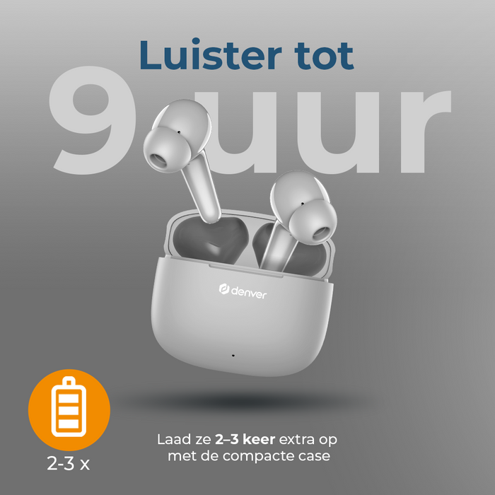 Denver Earbuds - Lichtgewicht Oordopjes - 6 uur luisteren - Bluetooth 5.3 - TWE48