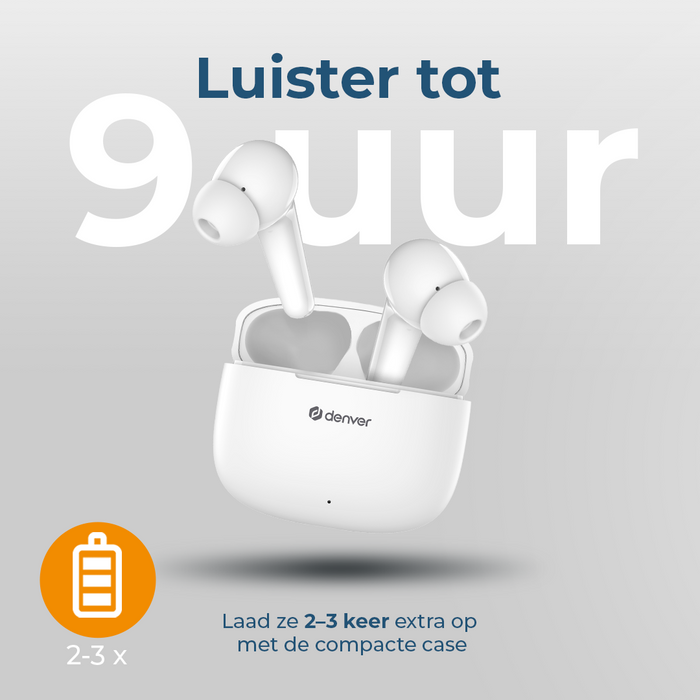 Denver Earbuds - Lichtgewicht Oordopjes - 6 uur luisteren - Bluetooth 5.3 - TWE48