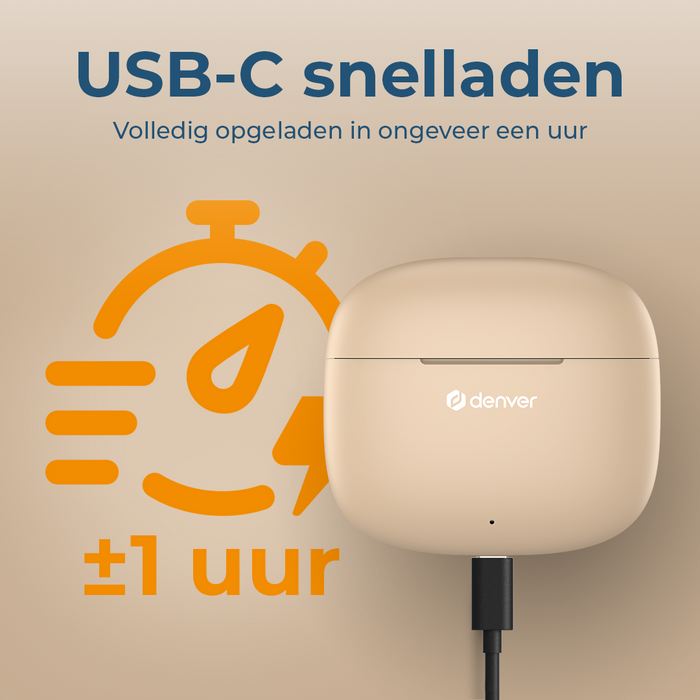 Denver Earbuds - Lichtgewicht Oordopjes - 6 uur luisteren - Bluetooth 5.3 - TWE48