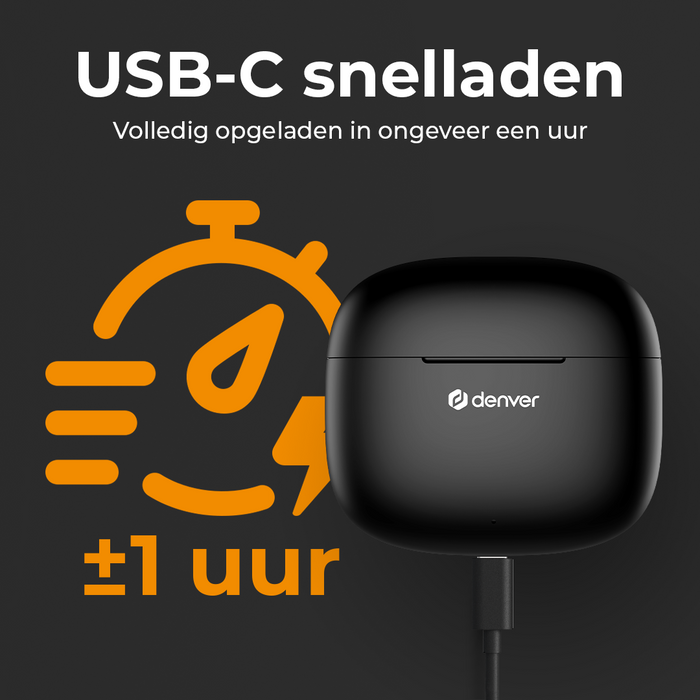 Denver Earbuds - Lichtgewicht Oordopjes - 6 uur luisteren - Bluetooth 5.3 - TWE48