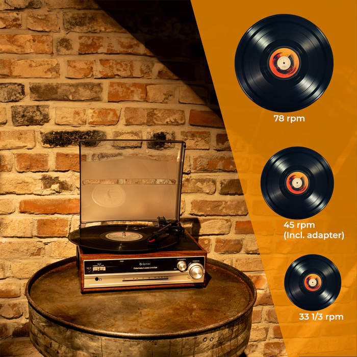 Denver Retro platenspeler - Ingebouwde Speakers - FM Radio - Auto-stop Functie - AUX - Phono - VPR190