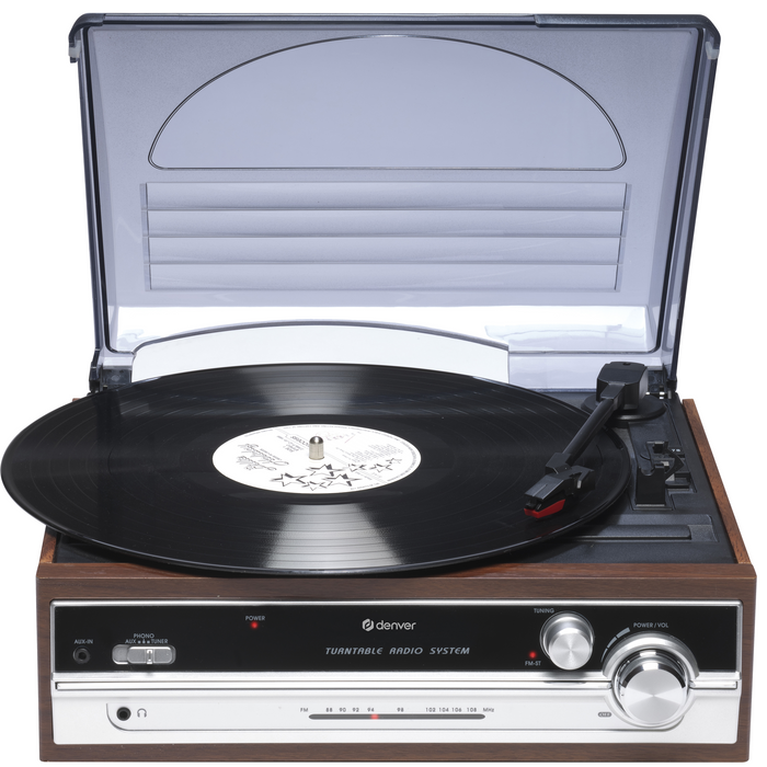 Denver Retro platenspeler - Ingebouwde Speakers - FM Radio - Auto-stop Functie - AUX - Phono - VPR190