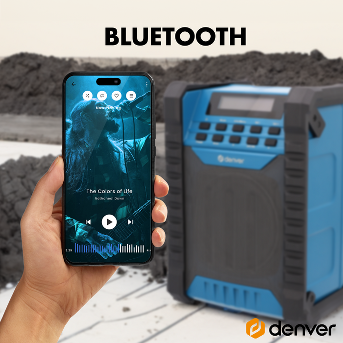 Denver Bouwradio DAB - Bluetooth  - Accu - USB-C - Spatwaterdicht - WRD60