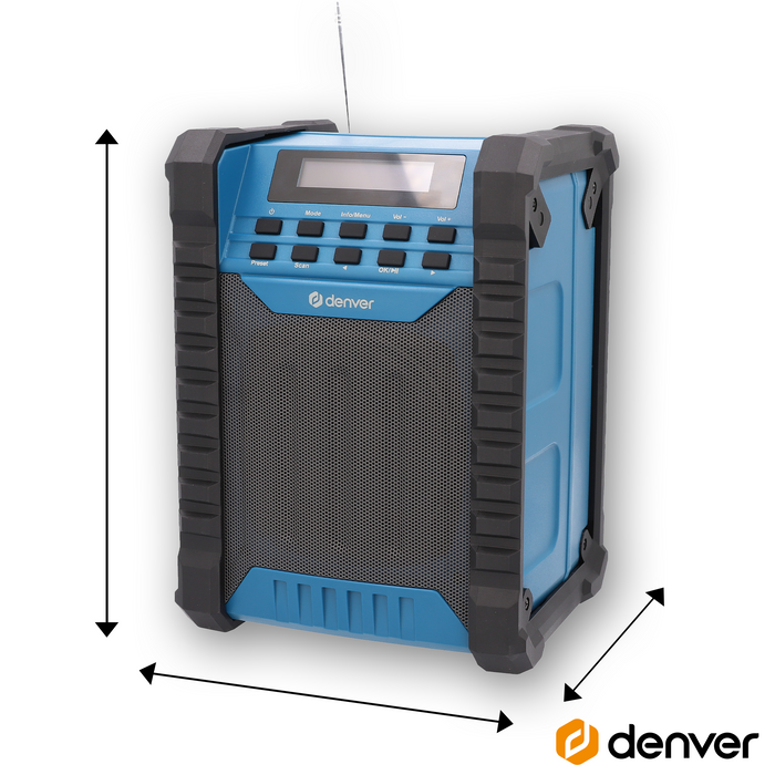Denver Bouwradio DAB - Bluetooth  - Accu - USB-C - Spatwaterdicht - WRD60