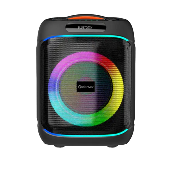 Denver partyspeaker 8 inch · discolicht, draadloze microfoon en trolley