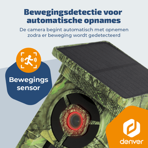 Denver Wildcamera met Nachtzicht en WiFi - 4K Ultra HD - 48mp - WiFi - Trailcam Go app - LCD scherm - Zonne-energie - WSW8120