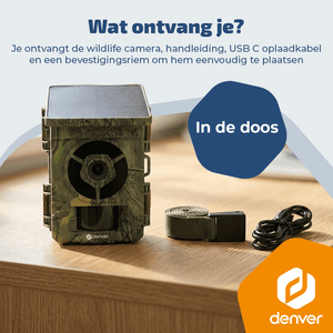 Denver Wildcamera met Nachtzicht en WiFi - 4K Ultra HD - 48mp - WiFi - Trailcam Go app - LCD scherm - Zonne-energie - WSW8120